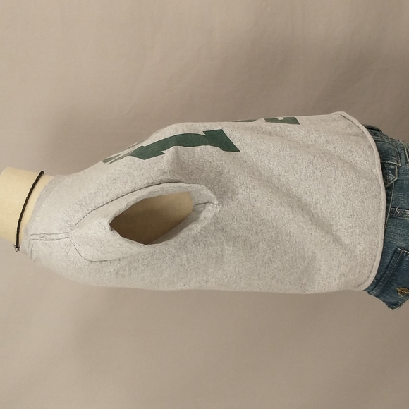 Notre Dame Irish Crop Cut Off Tee Rolled Edge Heather Gray T Shirt Top Made USA - Picture 2 of 8